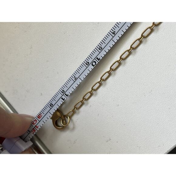 VTG LT & Co. Blue Circle Glass Pendant Necklace Gold Tone Oval Link Chain 22” - Picture 4 of 5